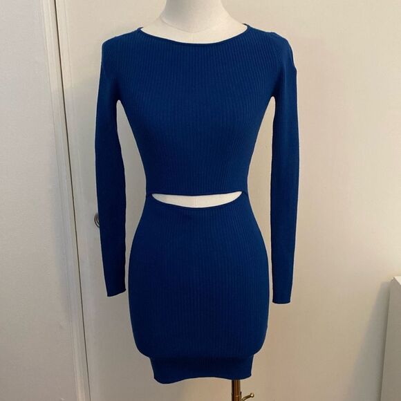 Aritzia Wilfred Cutout Knit Ribbed Longsleeve Mini Dress Size 2XS - Picture 2 of 14